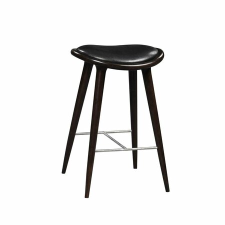 GRAN MOMENTO 29 in. Lucio Oval Stool with Black Upholstered Seat Cappuccino GR2810216